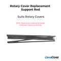 Rotary cover replacement support rod with text on a white background